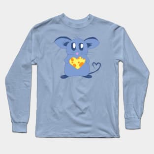 Cute Mouse With Cheese Heart Long Sleeve T-Shirt